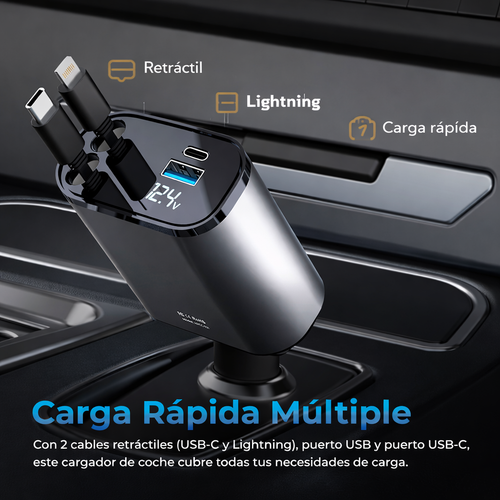 CARGADOR RETRÁCTIL 4 EN 1 PARA AUTO